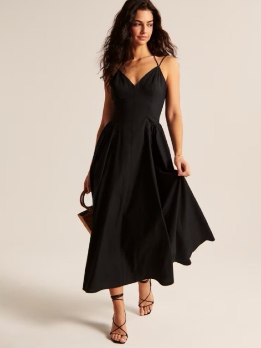Abercrombie & Fitch strappy plunge corset Black drop waist v-neck Maxi Dress